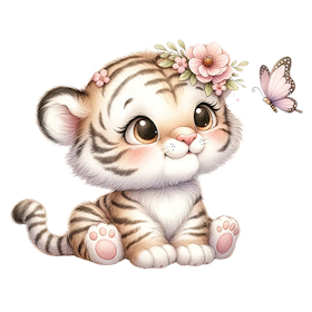 Sweet tiger med sommerfugl