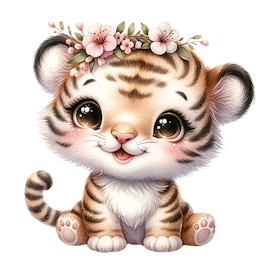 Sweet tiger med blomster