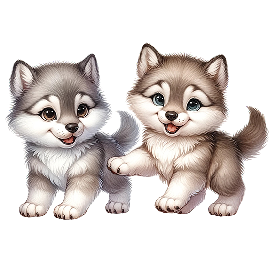Baby wolf duo