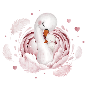 Swan mommy and baby