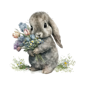 Bunnies with flowers 1