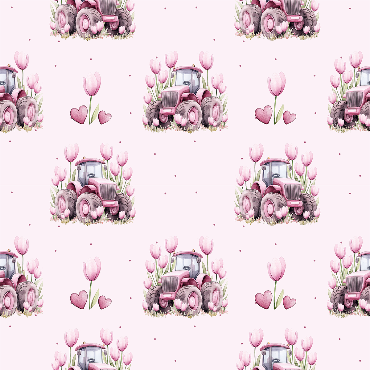 Traktor i blomstereng rosa jersey