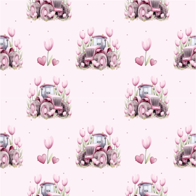 Traktor i blomstereng rosa jersey