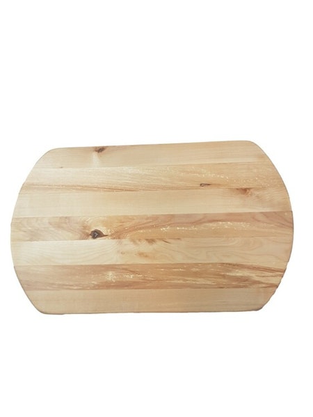 Stavlimmad skärbräda i björk med svängda kortsidor 33x19 cm