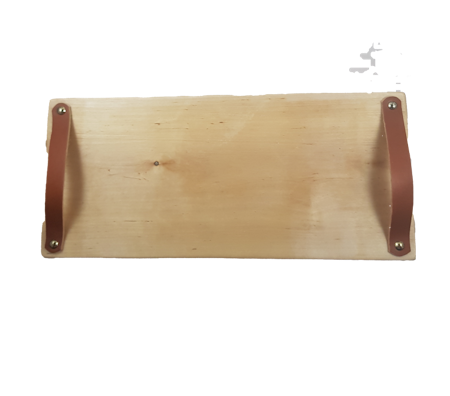 Björkskärbräda med läderhandtag 45x19 cm