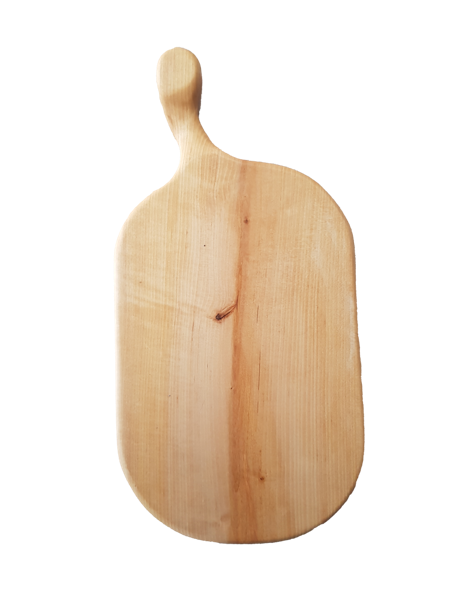 Unik homogen svängd björkskärbräda med handtag 54x26 cm