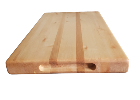 Klassisk stavlimmad skärbräda med urfrästa handtag 48x29cm
