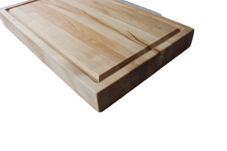 Stavlimmad björkskärbräda med urfräst köttsaftränna  ca 43x26 cm