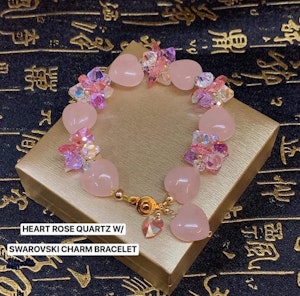 Heart Rose Quartz Charm Bracelet