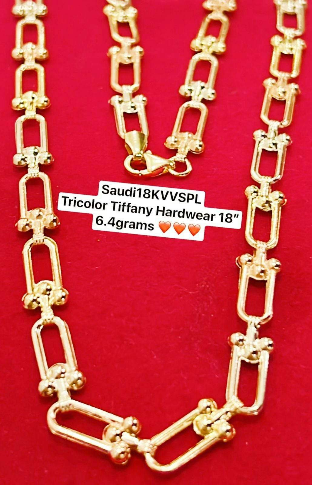 Trefärgad hardware halsband 18k