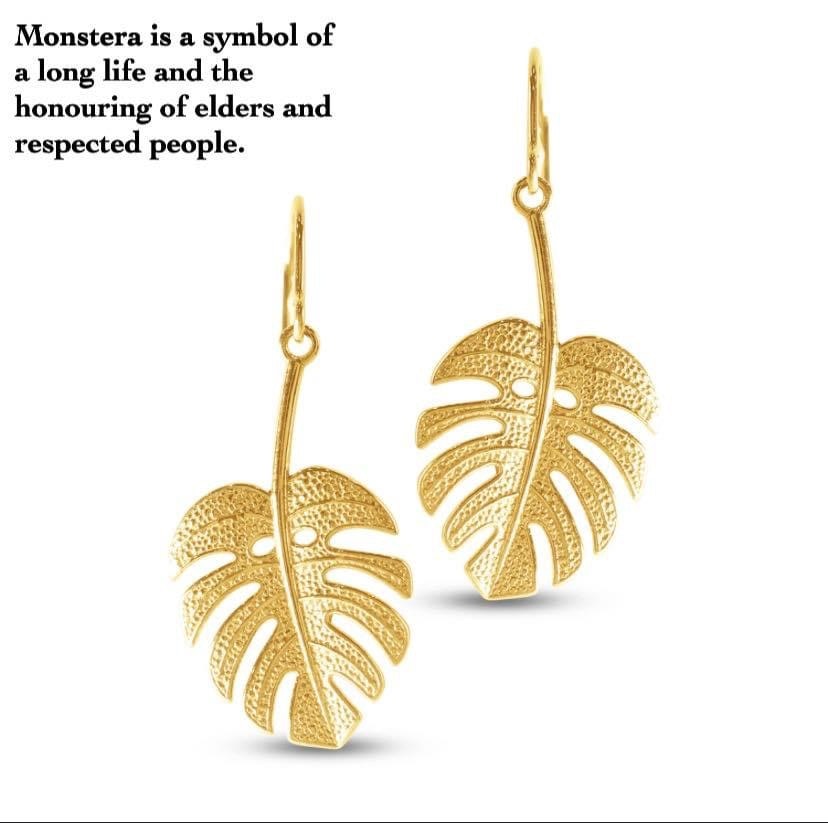 Monstera Earrings/Örhänge 18karat