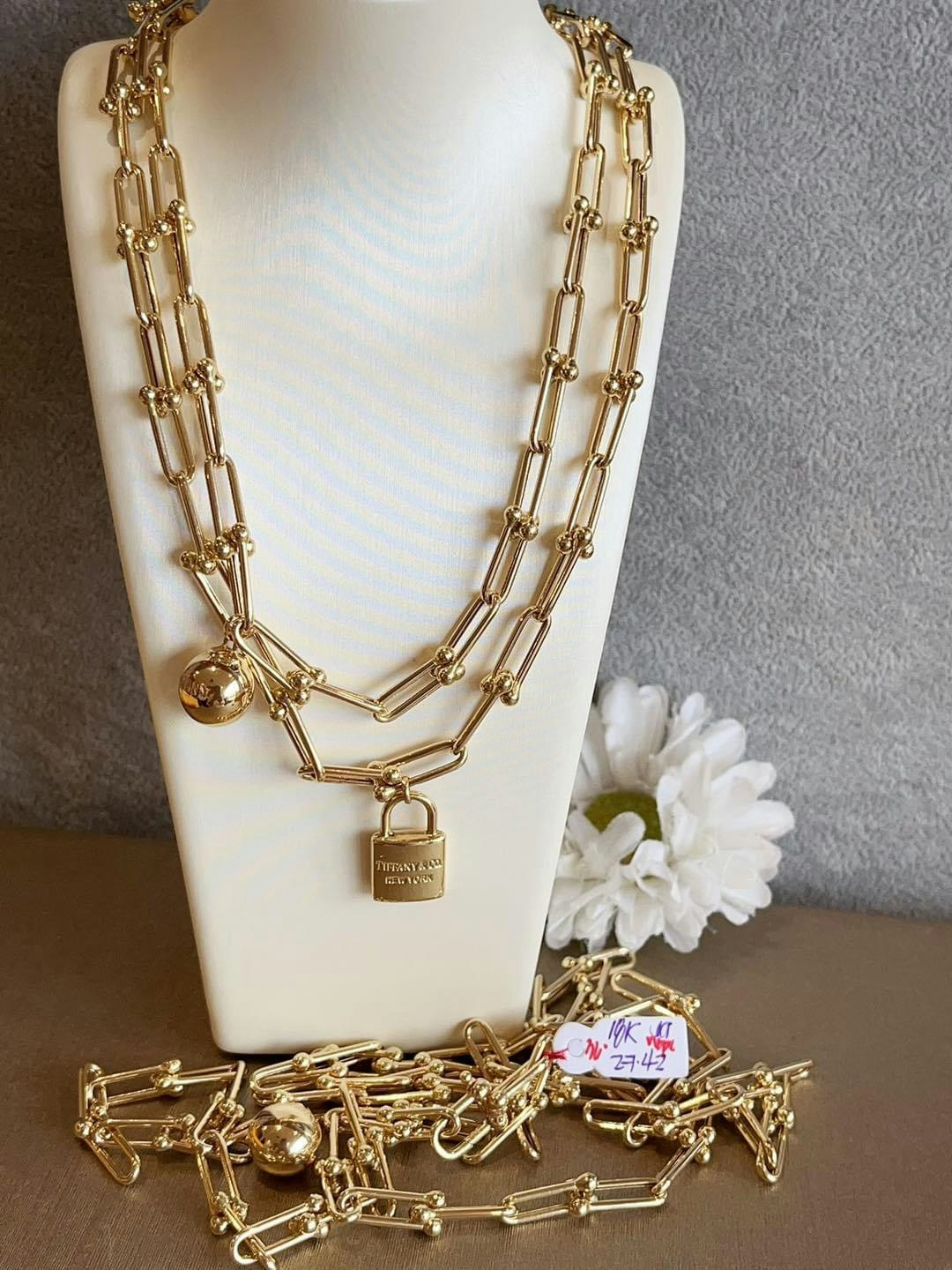 Long Hardware Necklace/Halsband 18karat