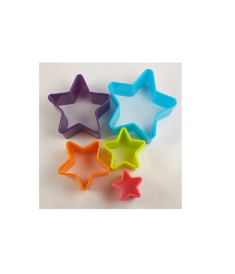 Färgglada kakmått för pepparkaksbaket och småkakorna - Stjärnor - 5 olika formar