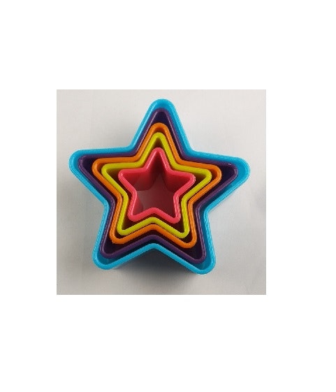 Färgglada kakmått för pepparkaksbaket och småkakorna - Stjärnor - 5 olika formar