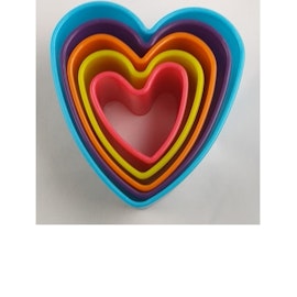 Färgglada kakmått för pepparkaksbaket och småkakorna - Hjärta - Olika formar