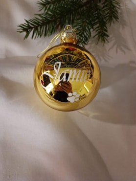Julkula med namn 8cm glas