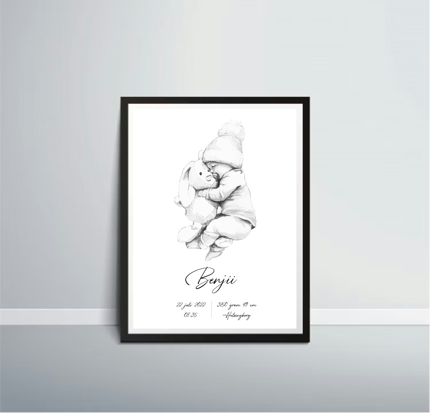 Baby grå Födelseposter