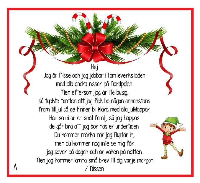 Nissebrev julkalender pappersformat