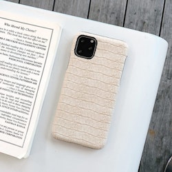 iPhone 12 Pro krokodilmönster äkta läderfodral Beige