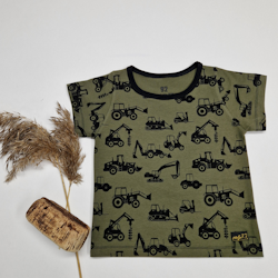 T-shirt grävmaskiner militärgrönbotten