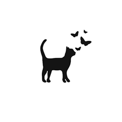 Kasse med katt och fjärilar
