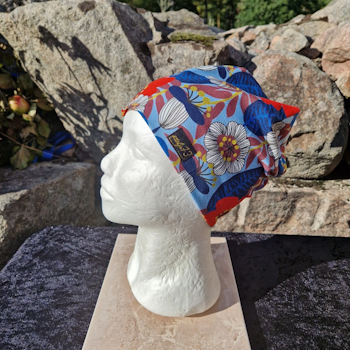 Mössa retro flowers blue