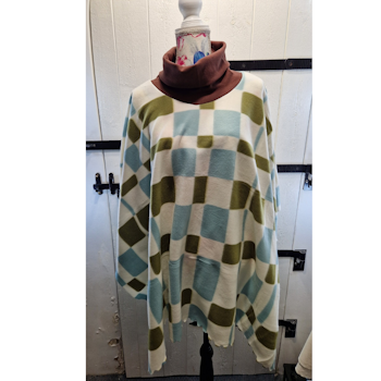 Poncho retro blå och grön