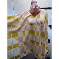Poncho retro rosa och gul