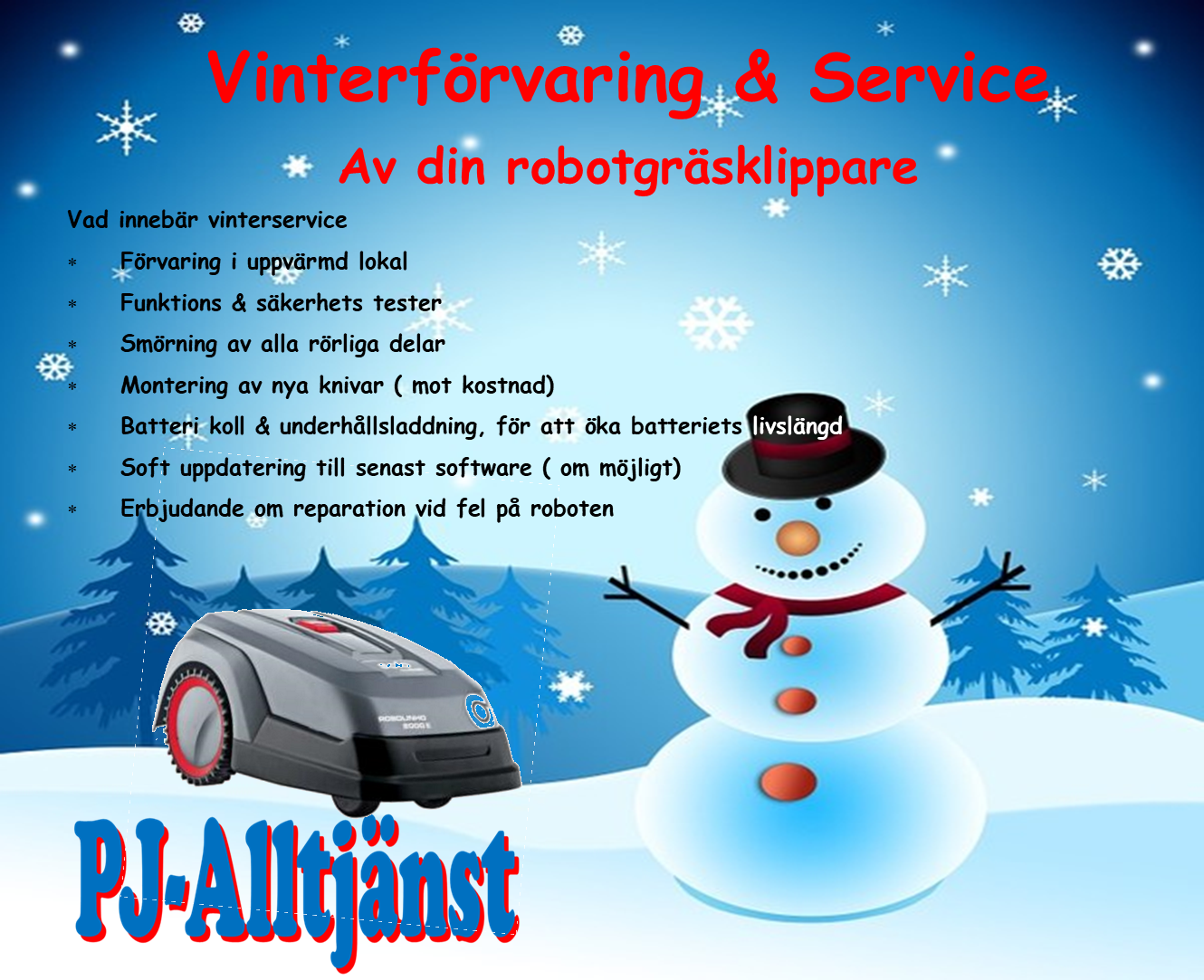 Vinterförvaring Robotgräsklippare hämtning/utsättning