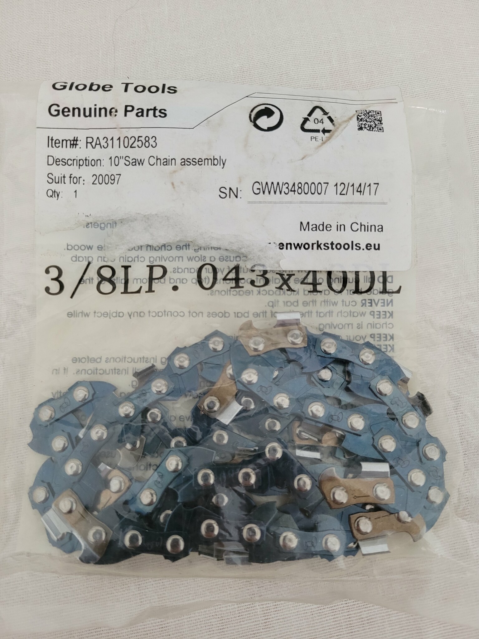 Greenworks 10"Saw Chain assembly
