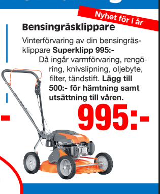 Vinterförvaring Service Bensingräsklippare