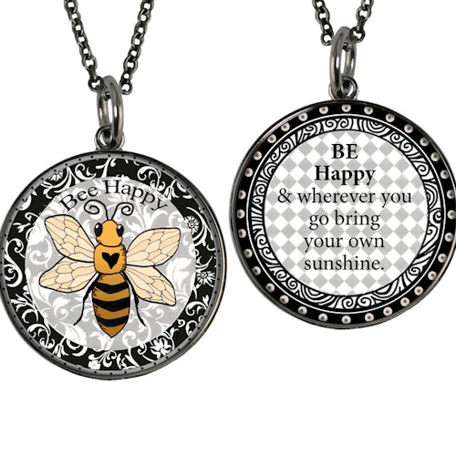Halsband – Bee Happy, dubbelsidigt