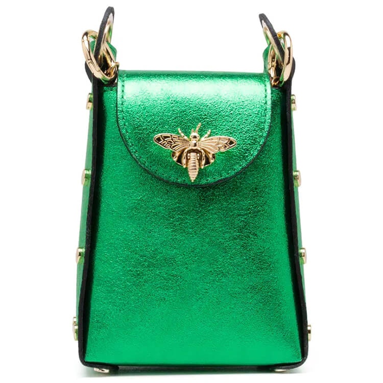 Handväska – The Bee Bag, grön metallic