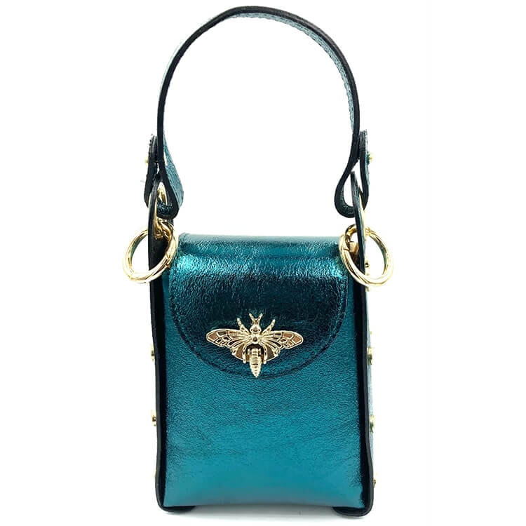 Handväska – The Bee Bag, oljegrön metallic
