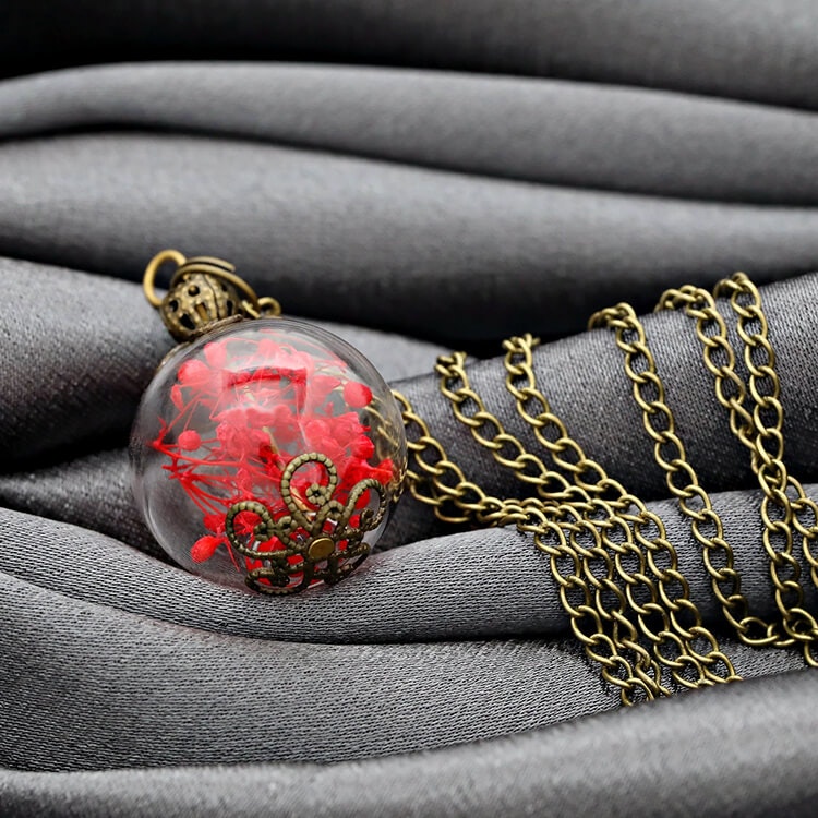 Halsband – Sommarglädje i glaskula, röd