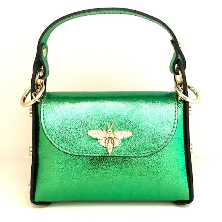 Handväska – L´abeille Bag, grön metallic - Edmans Bigårdar – Honung,  bi-smycken, ljus, tvål och andra fina biprod