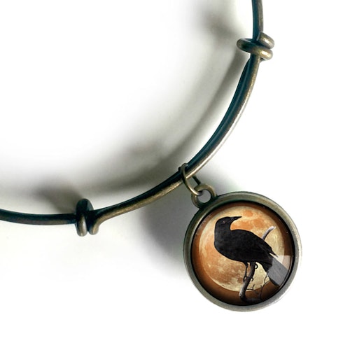 Armband – Kråkfågel, orange måne