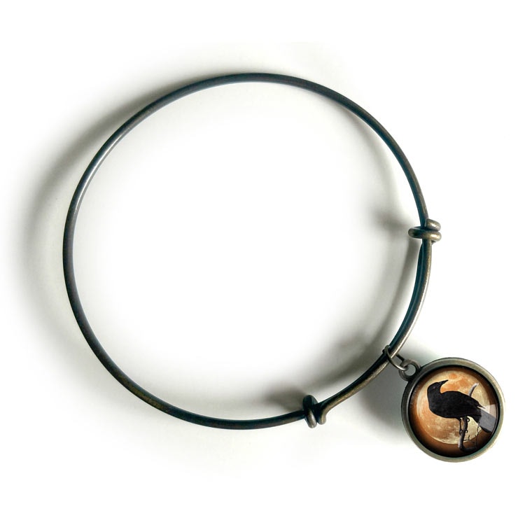 Armband – Kråkfågel, orange måne