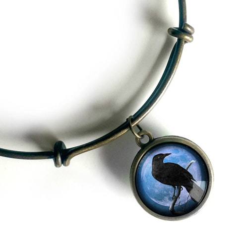Armband – Kråkfågel, blå måne