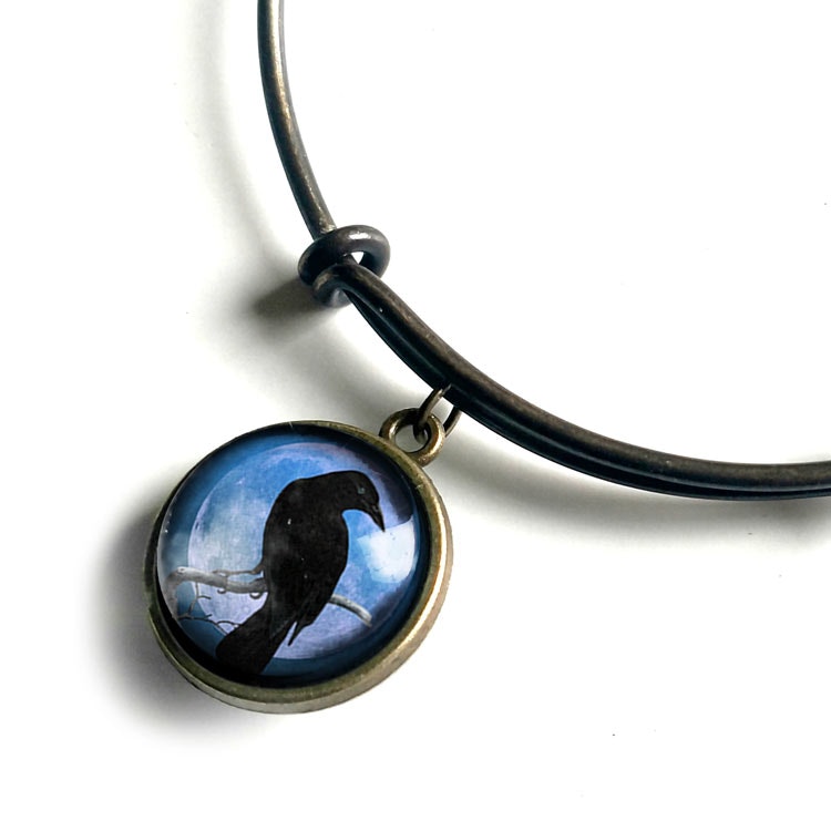 Armband – Kråkfågel, blå måne