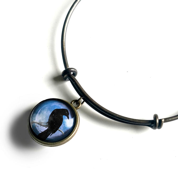 Armband – Kråkfågel, blå måne