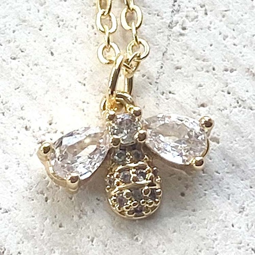 Halsband – Kristallbi, guld
