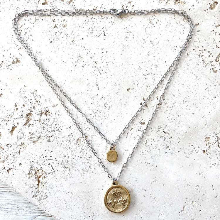 Halsband – Bi, kristall dubbelt vintage, guld