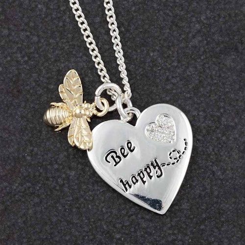 Halsband – Bee happy, hjärta & bi