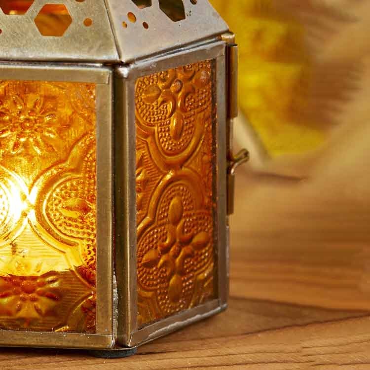 Ljuslykta – Liten Hexagon med Bimönster