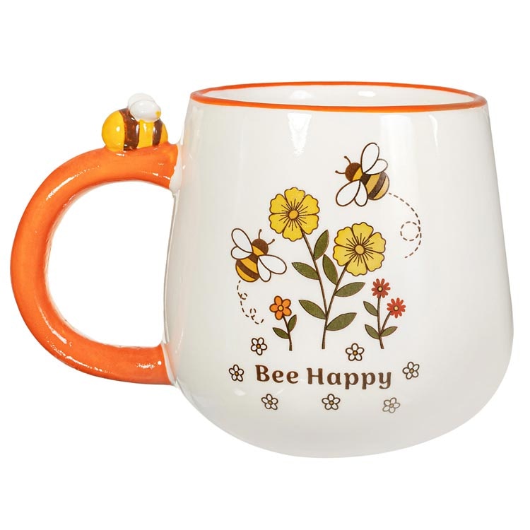 Mugg i retrostil med texten Bee Happy