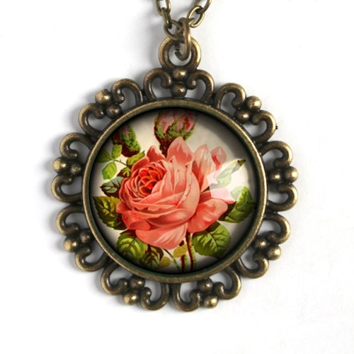 Halsband, stor berlock – Victoriansk ros