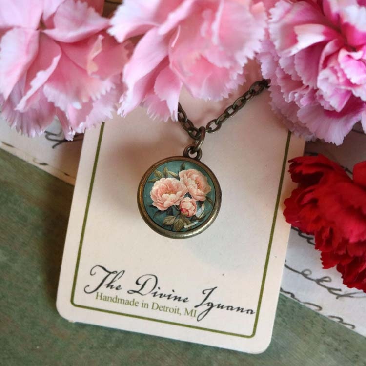 Halsband, dubbelsidig berlock – Rosa Pion