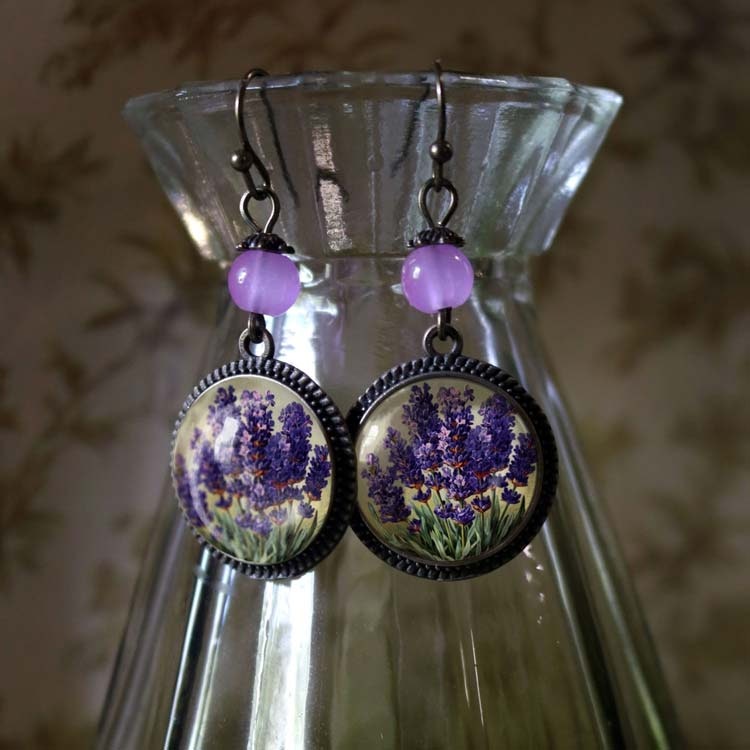 Örhängen, krok – Lavendel