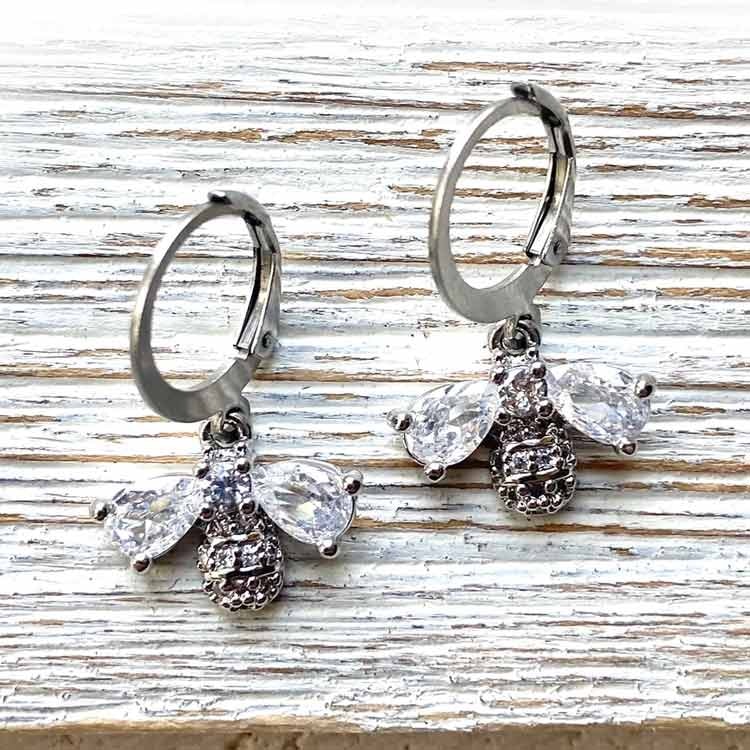 Örhängen – Kristallbi, silver